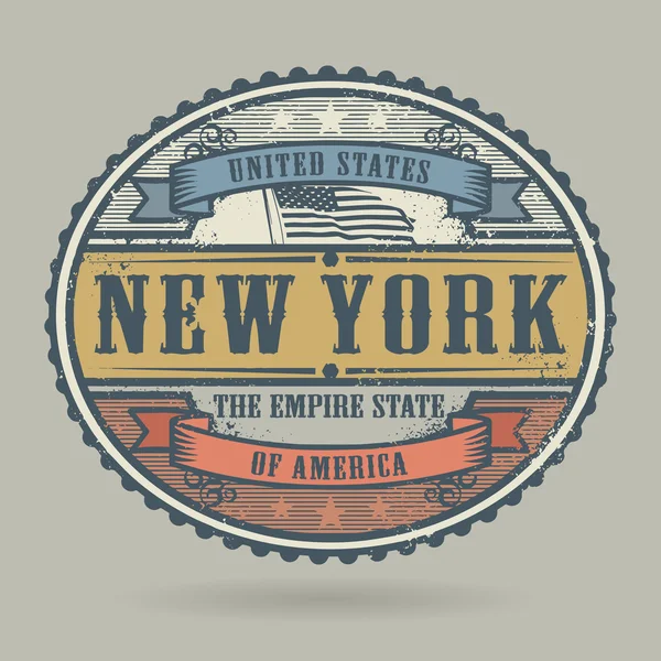 Timbre ou étiquette vintage avec le texte États-Unis d'Amérique, New York — Image vectorielle