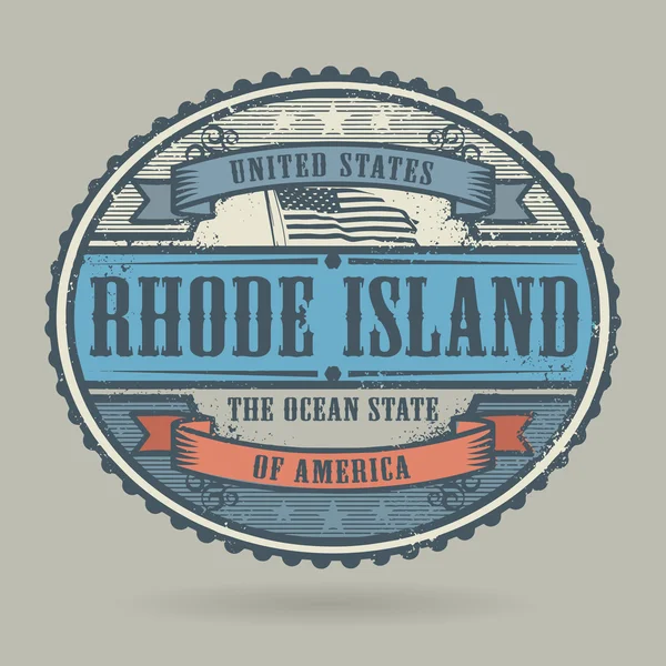 Vintage stamp with the text United States of America, Rhode Island — Stock Vector