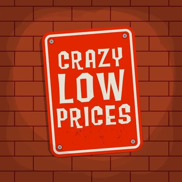 Firma con texto Crazy Low Price — Vector de stock