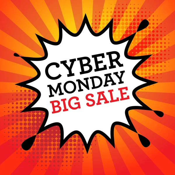 Explosión cómica con texto Cyber Monday, Big Sale — Archivo Imágenes Vectoriales