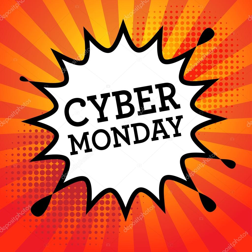 Comic explosion with text Cyber Monday