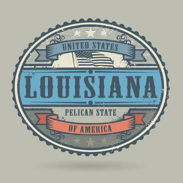 复古邮票与文本美利坚合众国，路易斯安那州 — 图库矢量图片