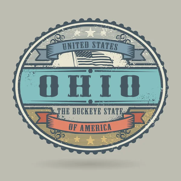 Selo vintage com o texto Estados Unidos da América, Ohio — Vetor de Stock