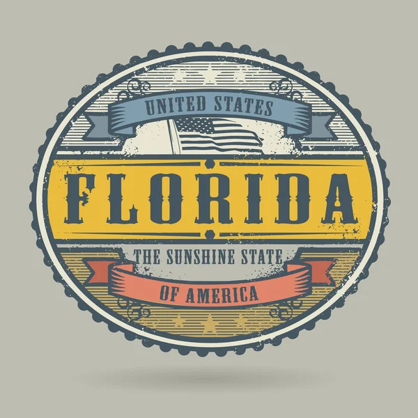 Sello vintage con el texto Estados Unidos de América, Florida — Archivo Imágenes Vectoriales