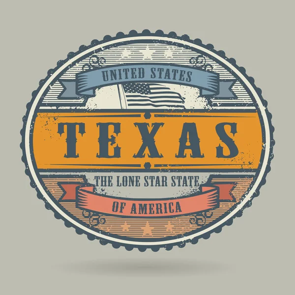 复古邮票与文本美利坚合众国，德克萨斯州 — 图库矢量图片