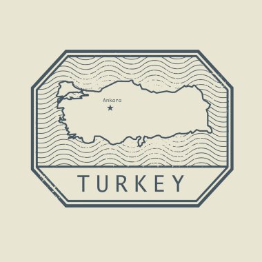 Türkiye Haritası ve adı ile pul, vektör