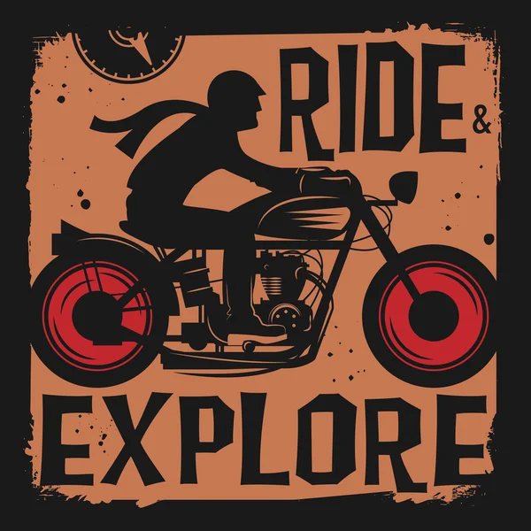 Vintage affiche aventure moto — Image vectorielle
