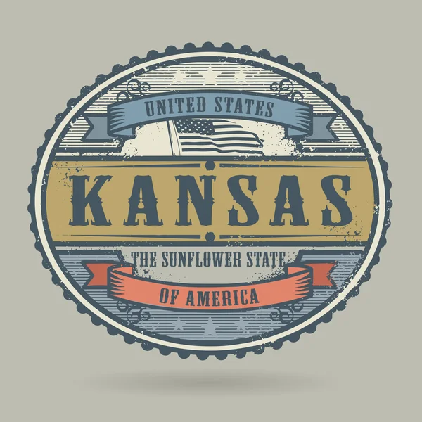 Timbre vintage avec le texte États-Unis d'Amérique, Dakota du Nord — Image vectorielle