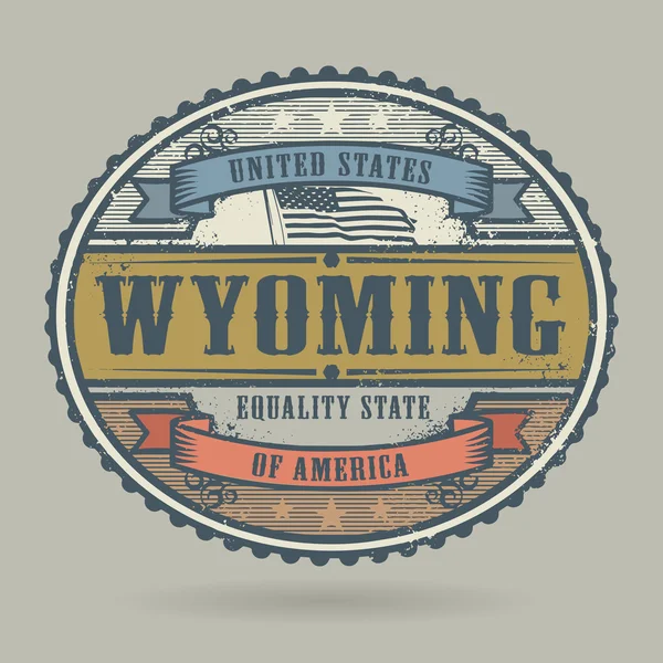 Vintage stamp with the text United States of America, Wyoming — Stock Vector