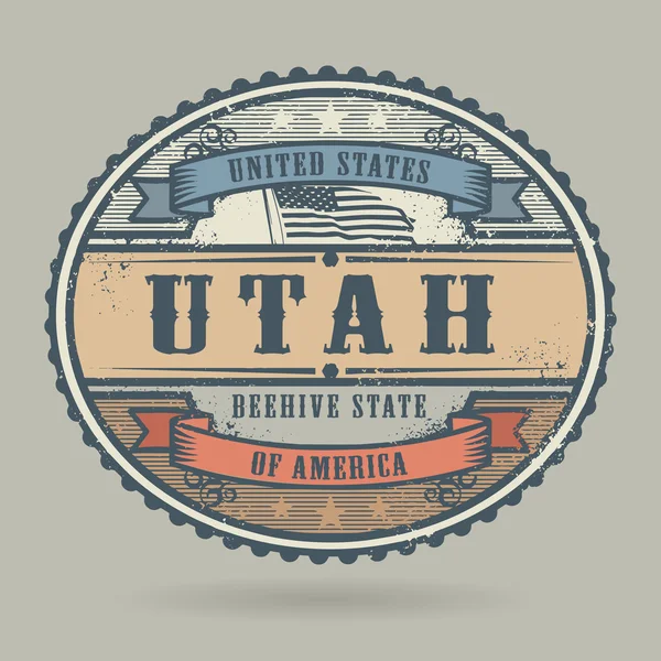 Sello vintage con el texto Estados Unidos de América, Utah — Vector de stock