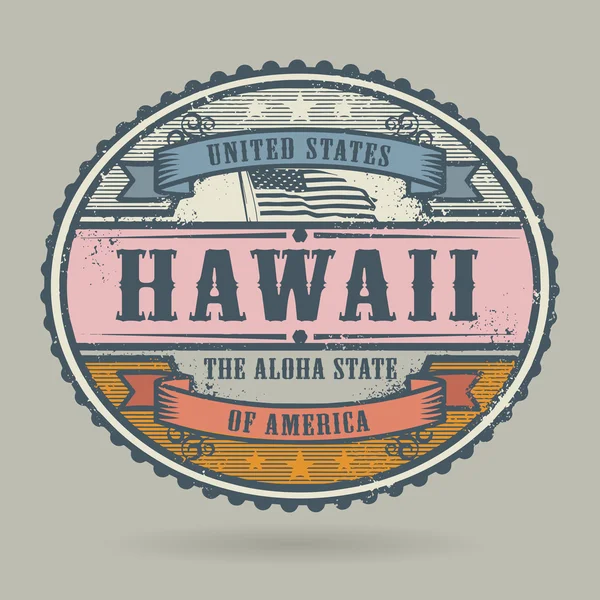 Vintage stamp with the text United States of America, Hawaii — Stock Vector