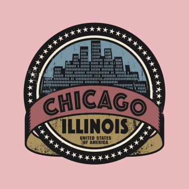 Grunge lastik damgası ile Illinois, chicago adı