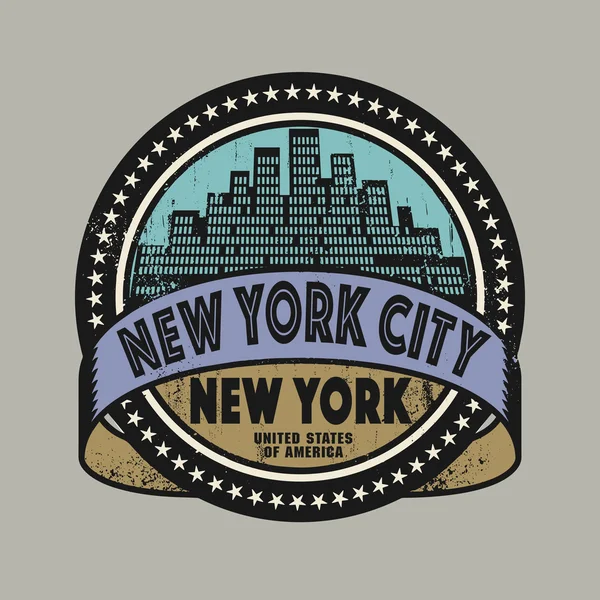 Timbro di gomma Grunge con il nome di New York, New York — Vettoriale Stock