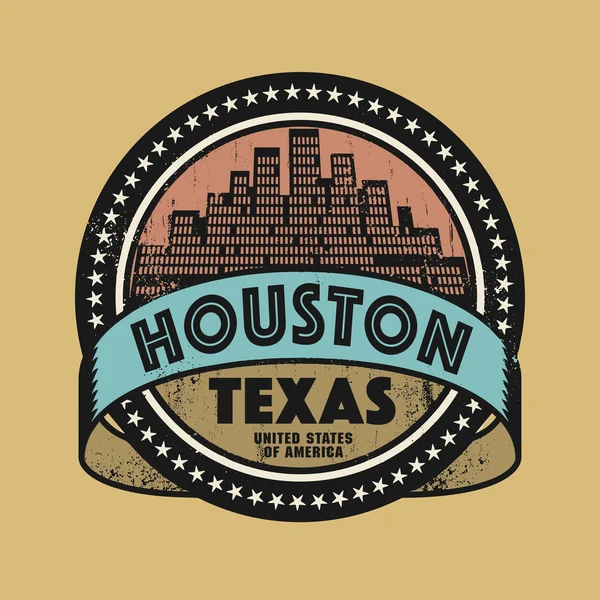 Grunge lastik damgası veya etiket Houston, Teksas'ın adıyla — Stok Vektör