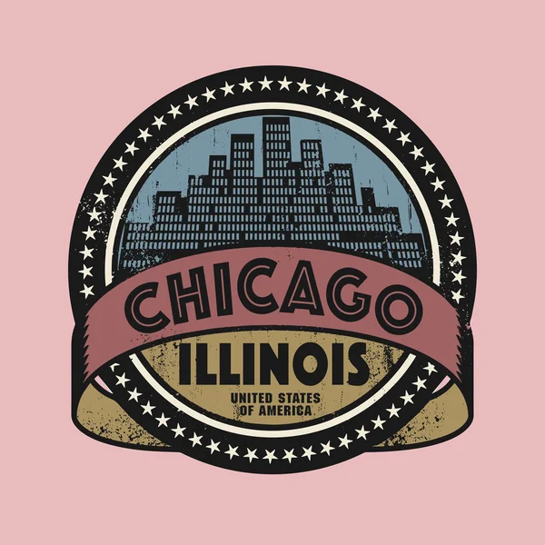 Grunge 橡皮戳与伊利诺伊州芝加哥的名称 — 图库矢量图片