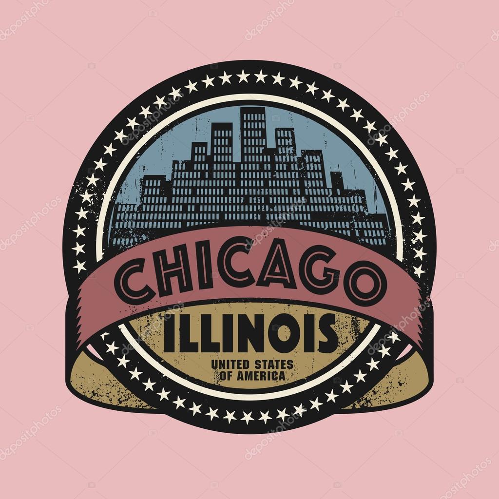Grunge rubber stamp with name of Illinois, Chicago — Stock Vector