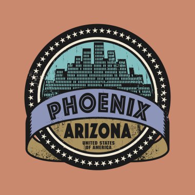 Grunge lastik damgası veya Phoenix, Arizona'nın adı etiketi