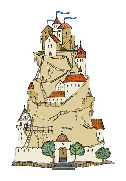 Dessin animé château de couleur, vecteur — Image vectorielle