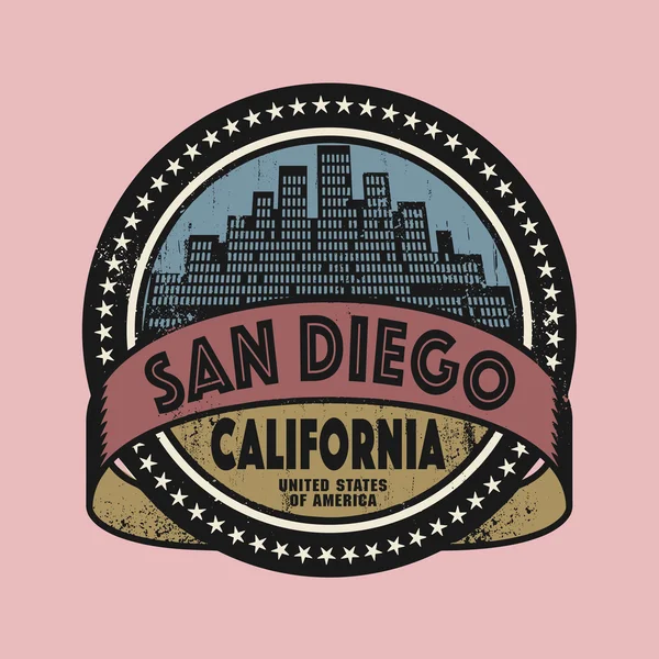 Sello de goma grunge con nombre de San Diego, California — Archivo Imágenes Vectoriales