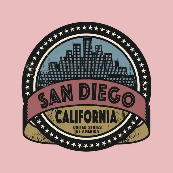 Sello de goma grunge con nombre de San Diego, California — Vector de stock