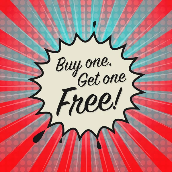 Komische explosie met tekst Buy One, Get One gratis — Stockvector