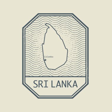 Sri Lanka Haritası ve adı ile pul