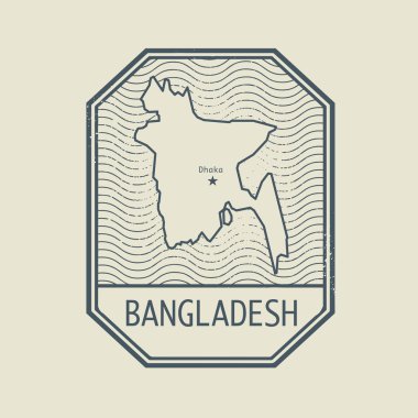 Bangladeş Haritası ve adı ile pul