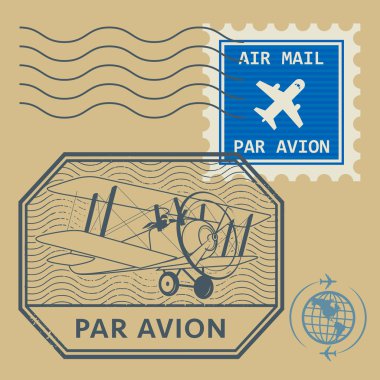 Set of air mail symbols clipart