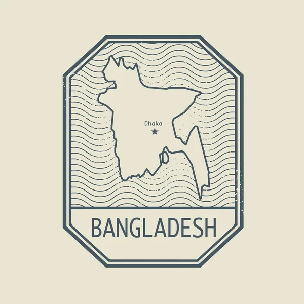 邮票名称与孟加拉国地图 — 图库矢量图片