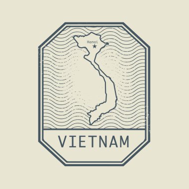 Vietnam Haritası ve adı ile pul