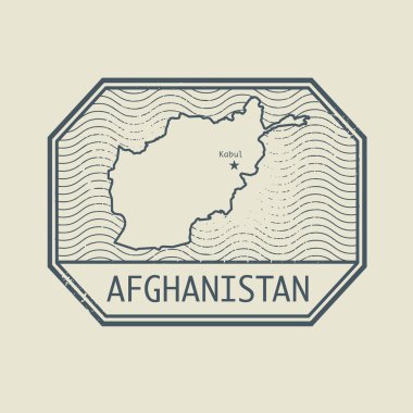 Afganistan Haritası ve adı ile pul