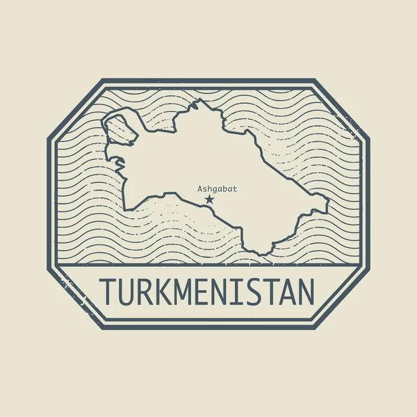 Stempel met de naam en de kaart van Turkmenistan — Stockvector