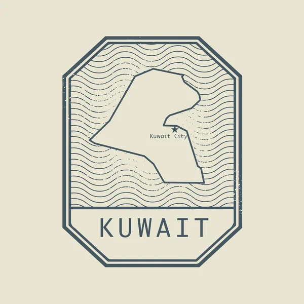 Штамп с названием и картой Кувейта — стоковый вектор
