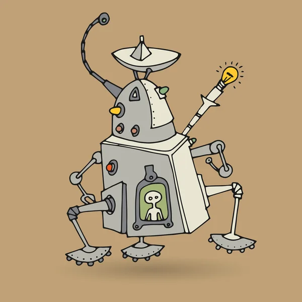 Sevimli robot doodle çizim — Stok Vektör