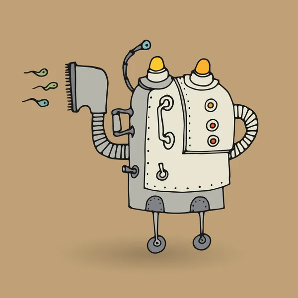 Roztomilý robot doodle kresba — Stockový vektor