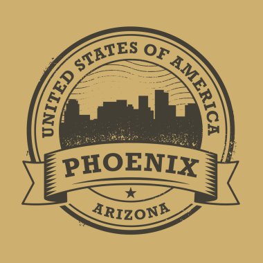 Grunge lastik damgası veya Phoenix, Arizona'nın adı etiketi