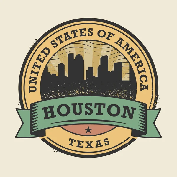 Grunge-Stempel mit dem Namen von Texas, Houston — Stockvektor