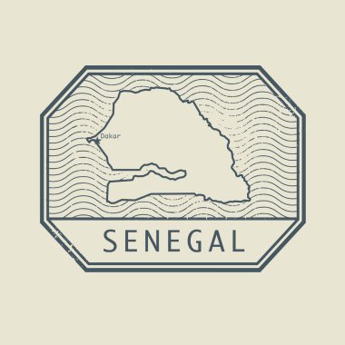 Adı ve Senegal Haritası ile pul