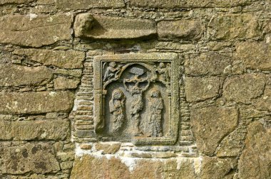 Kirkjubour 'daki antik Faroe adalarındaki taş heykel. Faroe Kültür Mirası