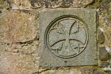 Kirkjubour 'daki antik Faroe adalarındaki taş heykel. Faroe Kültür Mirası