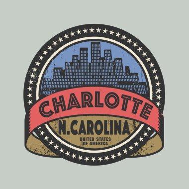 Grunge lastik damga adı Charlotte, Kuzey Karolina