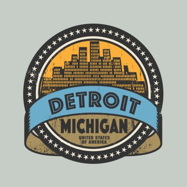 Grunge lastik damgası Detroit, Michigan adı ile