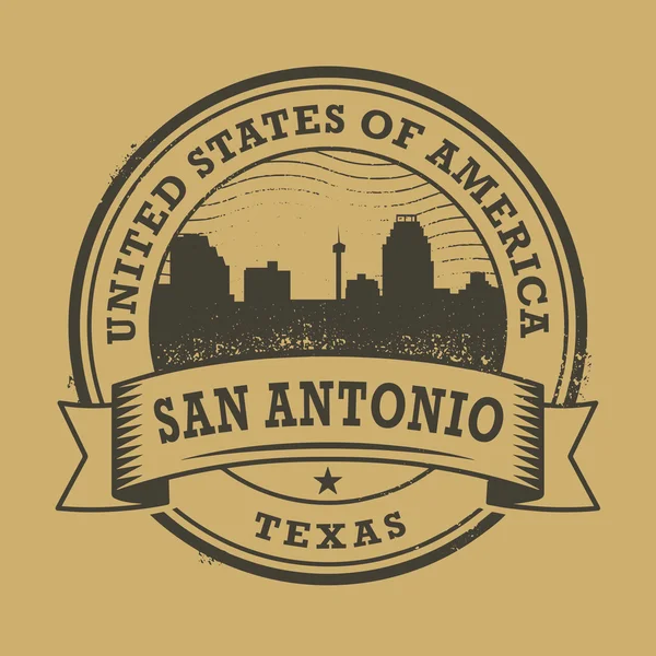 Grunge 橡皮戳与得克萨斯州圣安东尼奥的名称 — 图库矢量图片