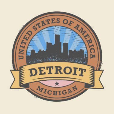 Grunge lastik damgası Detroit, Michigan adı ile