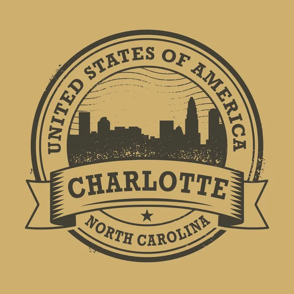 Grunge Rubberstempel met naam van Charlotte (North Carolina) — Stockvector