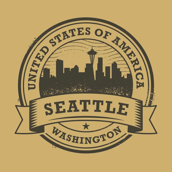 Grunge 橡皮戳与华盛顿，西雅图的名称 — 图库矢量图片