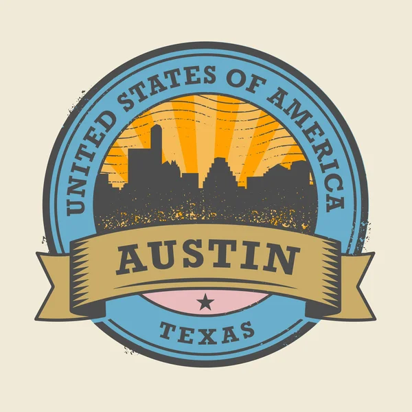 Grunge tampon caoutchouc avec le nom de Texas, Austin — Image vectorielle