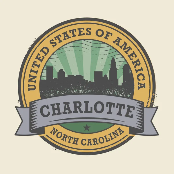 Grunge Rubberstempel met naam van Charlotte (North Carolina) — Stockvector