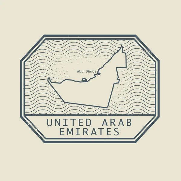 Sello con el nombre y el mapa de Emiratos Árabes Unidos — Archivo Imágenes Vectoriales