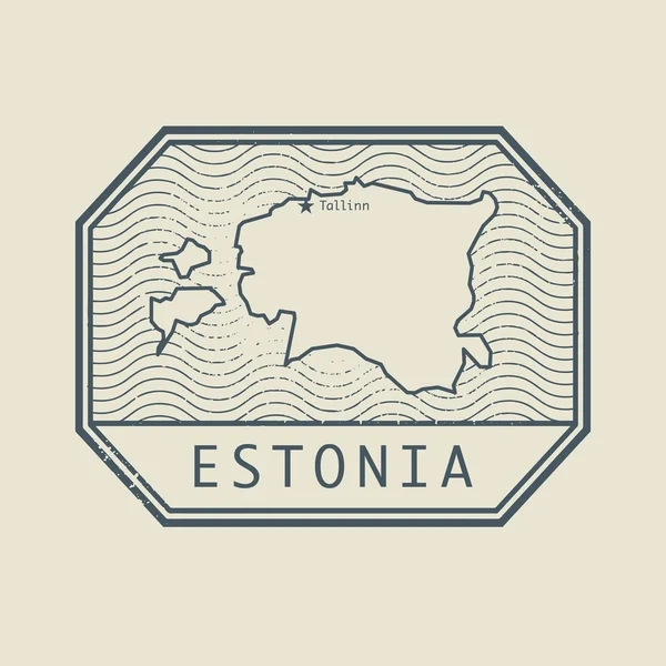 Timbro con il nome e la mappa di Estonia — Vettoriale Stock